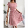 Dress for Women Crewneck Short Sleeve A Line Casual Summer Dresses Chiffon Tie Waist Pleated Midi Boho Dress - 4 of 4
