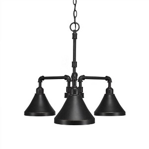 Toltec Lighting Vintage 3 - Light Chandelier in  Dark Granite with 7'' Dark Granite Cone Metal Shade Shade - 1 of 1