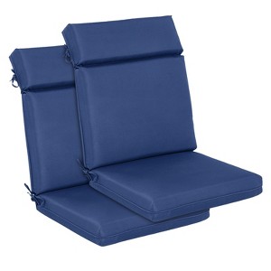 Aoodor 2Pcs Outdoor High Back Dining Chair Cushion Set, Fade and Water Resistant Polyester Fabric Cover with Ties and Zipper - 1 of 4