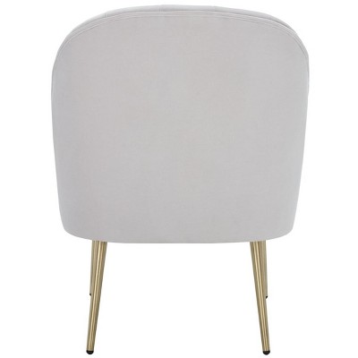 Elegance Art Deco Light Grey Velvet Accent Chair with Gold Metal Legs