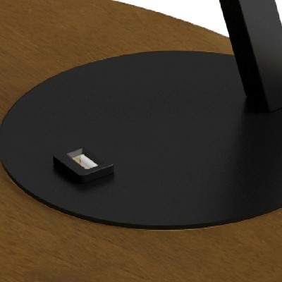 Mid-Century Modern Black Floor Lamp with USB Port and Storage Shelves