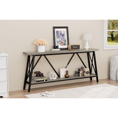 NicBex Console Table with Open Bottom Storage Shelf,Entryway Table with X-Shaped Side Frames and M-Shaped Back Design,Couch Table for Living Room