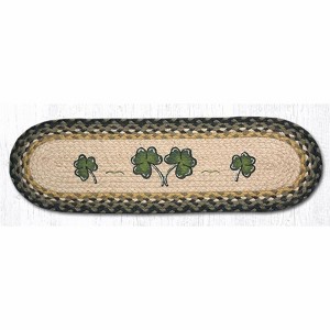 Earth Rugs Oval Stair Tread – Shamrock Design, Braided Jute, Rustic Irish Accent, 27"x8.25" Country Stair Rug - 1 of 3