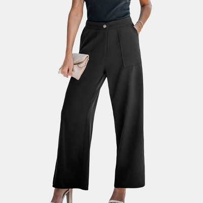 Women's Black High-Rise Wide Leg Dress Pants - Cupshe