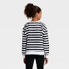 Girls' Hello Kitty Striped Fleece Sweatshirt - White/Black - 3 of 4