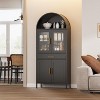 COZONY Tall Metal Arched Cabinet, Glass Door Pantry Bookcase with Drawer Adjustable Shelves for Living Room Kitchen - 4 of 4