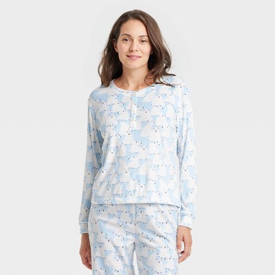 Women s Polar Bear Print Snuggly Soft Holiday Matching Family Pajama Shirt Wondershop Blue Target