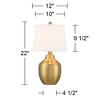 360 Lighting Becca 22" High Urn Small Modern Accent Table Lamps Set of 2 Gold Brass Finish Metal White Shade Living Room Bedroom Bedside Nightstand - 4 of 4