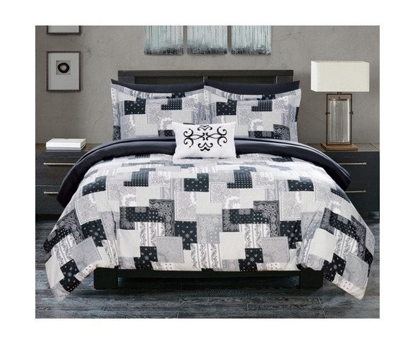 King 8pc Viy Bed In A Bag Comforter Set Black - Chic Home
