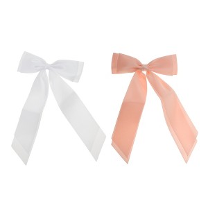 Unique Bargains Fashion Double Ribbon Hair Clips Hairdo Clip 2 Pcs - 1 of 4