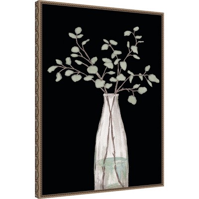 Botanic-Inspired Beaded Bronze Framed Canvas Wall Art
