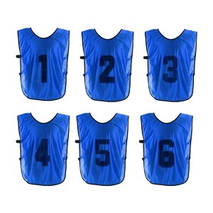 Unique Bargains Team Sports Reversible Numbered Soccer Training Vest 6 Pcs - 1 of 4