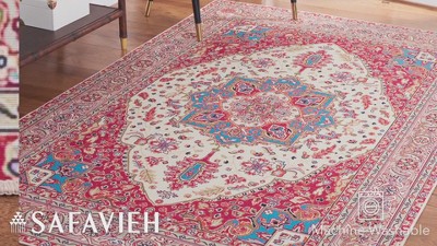 Tucson Red Rectangular Easy-Care Synthetic Area Rug