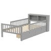 JUJABU Twin Size Bed with Headboard Storage Rack, 2 Under-Bed Drawers & 3-Side Safety Guardrails - 2 of 4