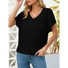 Womens V Neck Summer Pullover Sweater Vests Cap Sleeve Tops Casual Loose Fit Lightweight Knit Vest Tops - 2 of 4