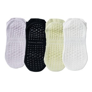 Anna-Kaci 4-Pack Women's Mesh Top Non-Slip Yoga Socks with Full Sole Grips and Breathable Lightweight Fabric - 1 of 4