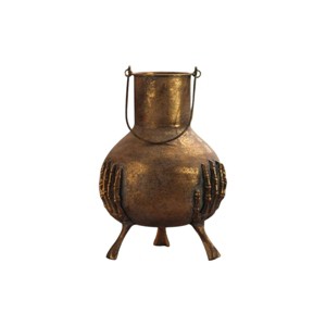 Slickblue Skeleton Hands Iron Vase, Gold Finish Decorative Flower Holder for Halloween or Gothic Décor - 1 of 4