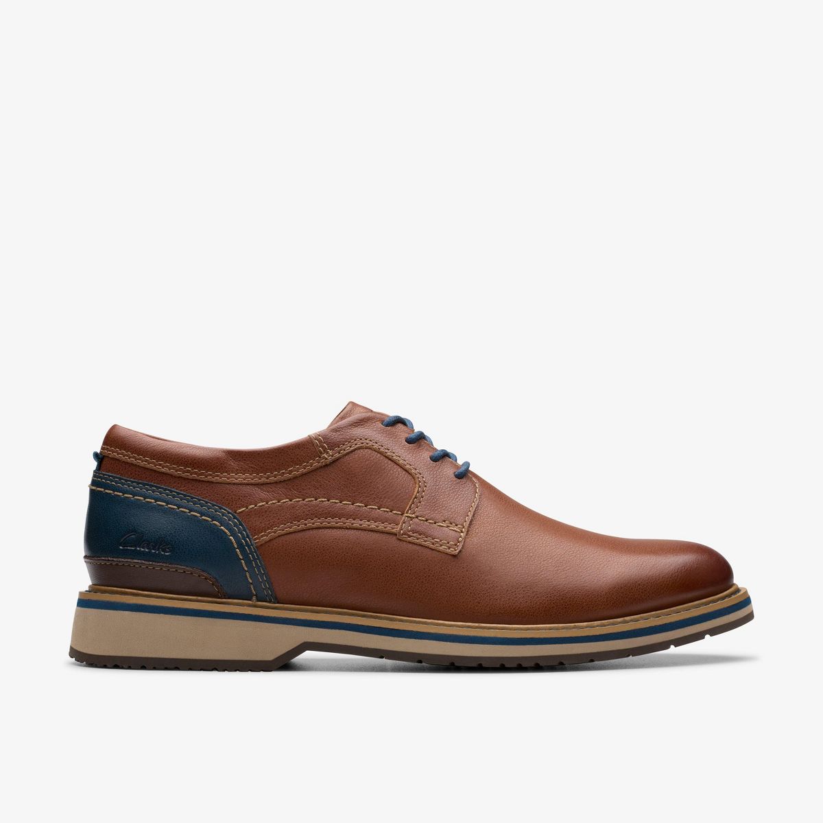 Clarks Mens Monahan Plain Tan Leather Shoes