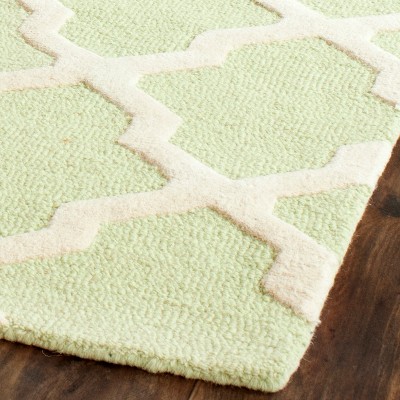 Light Green and Ivory Hand-Tufted Wool Area Rug
