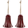 Northlight Embossed Christmas Bell Ornaments - 6" - Burgundy - Set of 2 - 4 of 4