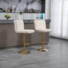 Modern Velvet Swivel Bar Stools With Backrest Footrest Set Of 2 Barstools Tall Chairs Counter Height Chairs beige-gold legs - 3 of 4