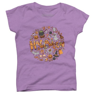 Girl's Design By Humans happy halloween greeting holiday illustration By ghinan T-Shirt
