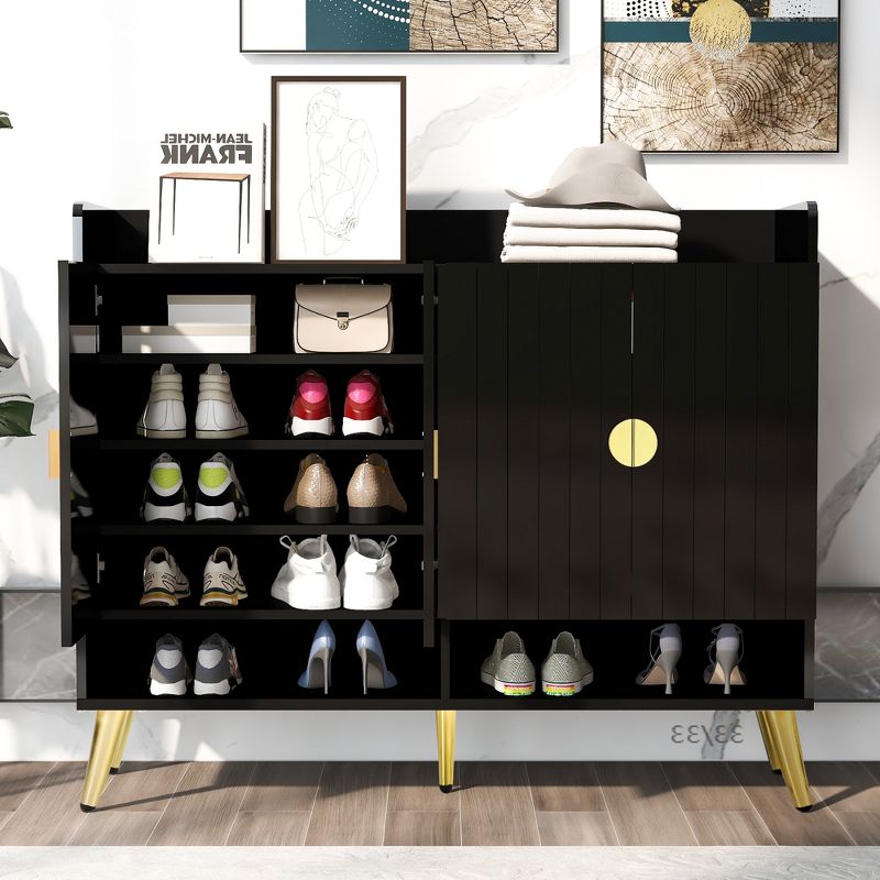 11-Tier Modern Wood Shoe Cabinet with Adjustable Shelves - ModernLuxe, 2 of 12