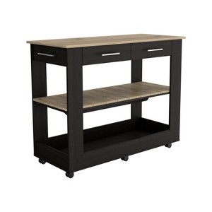 Depot E-Shop Kitchen Island 36" H, Six Casters, Two Drawers, Two Open Storage Shelves, Towel Hanger - 1 of 4