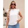 Coolmee Women's Ruffle Cap Short Sleeve Top Mock Neck Dressy Casual Blouse - 3 of 4
