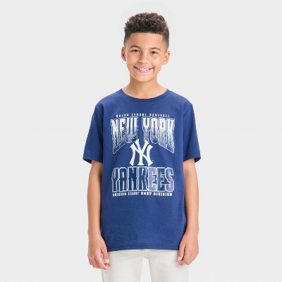 Boys' New York Yankees Oversized Short Sleeve Graphic T-Shirt - Blue