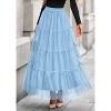 Tulle Skirts for Women 2025 Fall Fashion Elastic High Waisted Fairy Tiered Flowy A-Line Casual Maxi Long Skirt Army Light Blue - 4 of 4