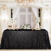 Wikineon Black Sequin Table Overlay 50x50 inch Square Sequin Tablecloth Halloween Sparkle Glitz Tablecloth Popular Sequin Decoration Tableclcoth - 2 of 4