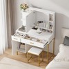Makeup Vanity Desk, Adult Dressing Table, Vanity Desk with Lights in 3 Colors, Charging Station, Drawers, for Bathroom, Bedroom, White - 2 of 4