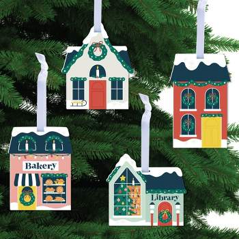 Big Dot of Happiness Christmas Village - Holiday Winter Houses Decorations - Christmas Tree Ornaments - Set of 12