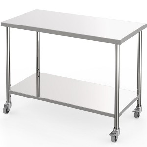 Stainless Steel Table, Heavy-Duty Metal Commercial Prep Table with Open Storage Racks for Restaurant Kitchens, Home, Hotels, Food Preparation - 1 of 4