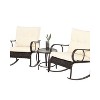 3 Piece Patio Furniture Set Rocking Bistro Set with Rattan Chairs and Coffee Table for Garden Balcony Backyard Patio Seating Sets-The Pop Home - 3 of 4