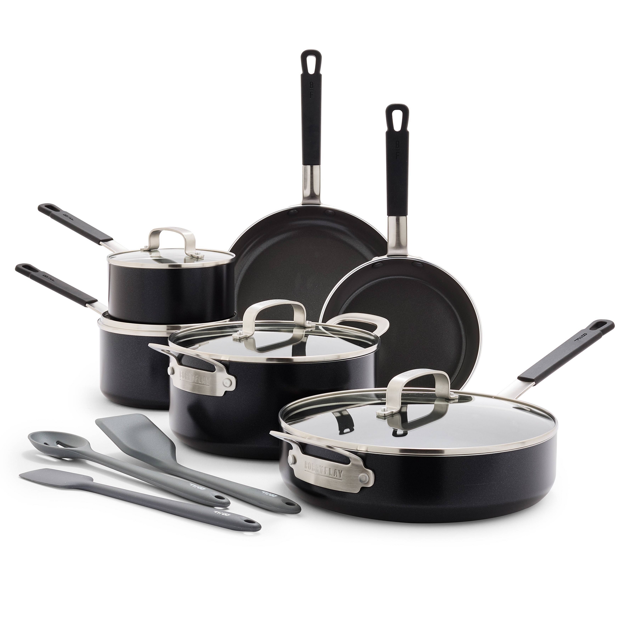 Bobby Flay 13pc Ceramic Nonstick Aluminum Cookware Set Black