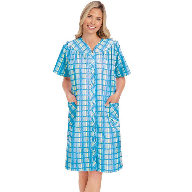 Collections Etc Plaid Snap Front Robe, 3 of 5