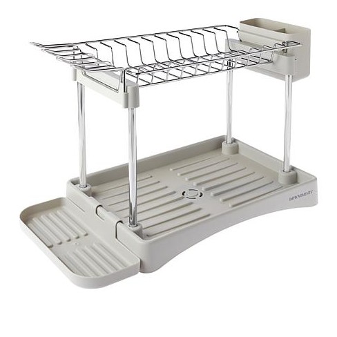 J&v Textiles Dish Drying Rack, Stainless Steel 2-tier With Utensil Holder,  Cutting Board Holder And Dish Drainer For Kitchen Counter : Target