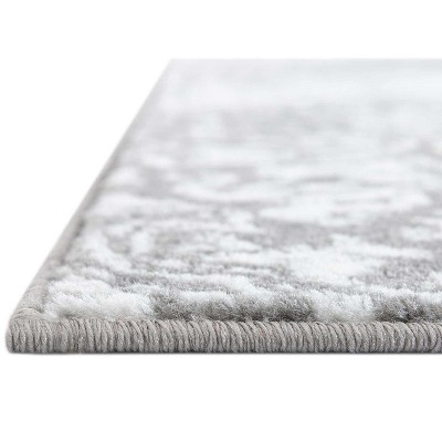 Grand Sofia Distressed Gray and Ivory 9' x 12' Synthetic Area Rug