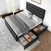 Full/Queen/King Bed Frame with 4 Drawers & Adjustable Headboard, Faux Leather Upholstered Mattress Foundation, Button Tufted Design - 4 of 4