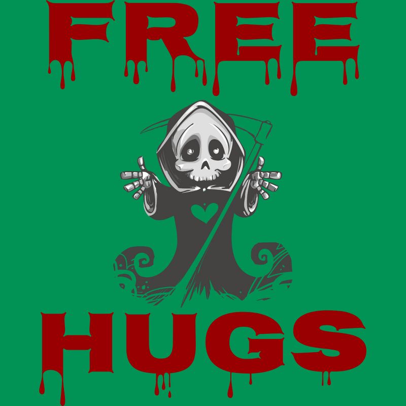Junior's Design By Humans Free Hugs Evil Scary Grim Reaper Halloween Gift By pipetro T-Shirt, 2 of 4