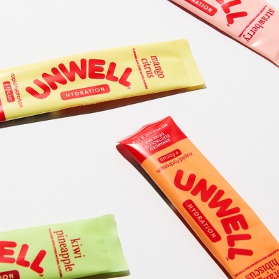 Unwell Hydration Electrolyte Stick Pack for Rapid Hydration - Orange Hibiscus - 8pk