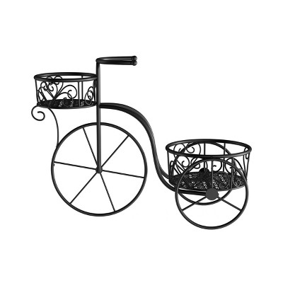 Nature Spring Metal 2-Tier Tricycle Plant Stand - Matte Black