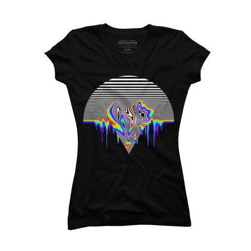 Junior's Design By Humans Trippy Rainbow Deconstruct Melt By EranFowler  T-Shirt - Black - Large