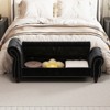 TIRAMISUBEST 64.5 Inch Bed Bench Velvet Upholstery Nails Tufted Chaise Lounge Storage Modern Design Brown Wood Legs - 2 of 4