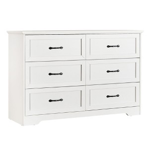 Dresser with 6 Drawers, Dresser for Bedroom with Large Storage Space, Storage Drawers with Metal Handle, Chest of Drawers for Living Room, Hallway - 1 of 4