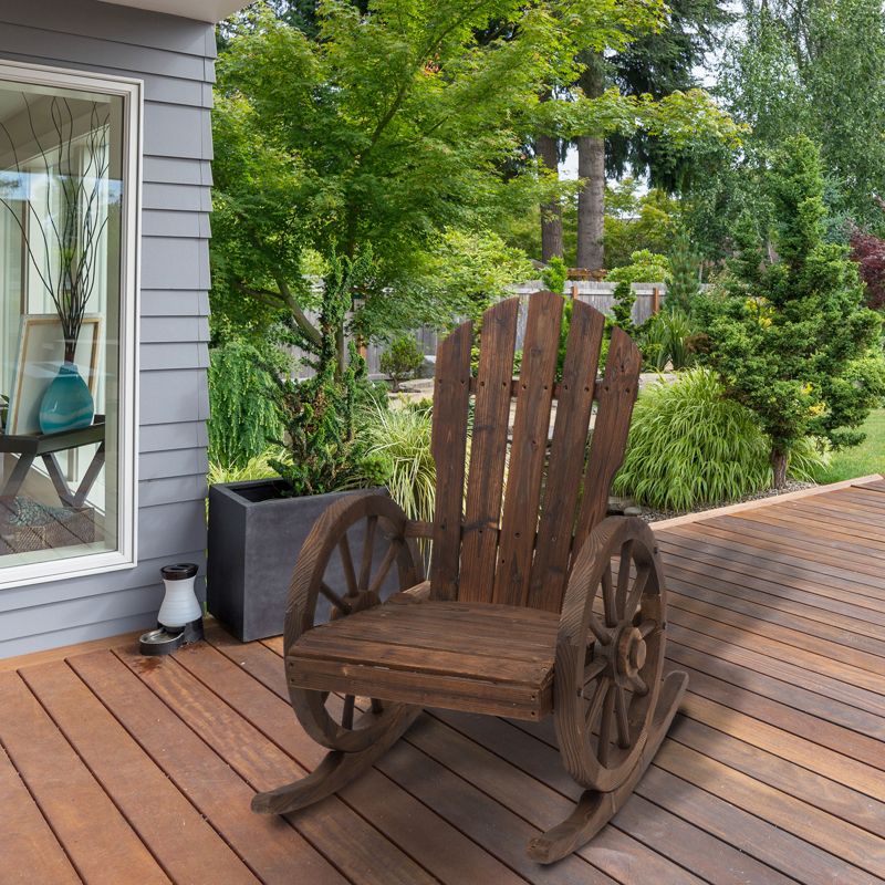 Outsunny Adirondack Rocking Chair with Slatted Design and Oversize Back for Porch, Poolside, or Garden Lounging, 3 of 11