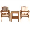 Sunnydaze Outdoor Meranti Wood with Teak Oil Finish Patio Table and Chairs Conversation Set - Brown - 3pc - 4 of 4