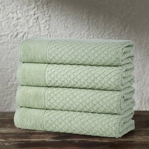 4pc Cotton Diamond Textured Towel Set - Isla Jade - 1 of 4